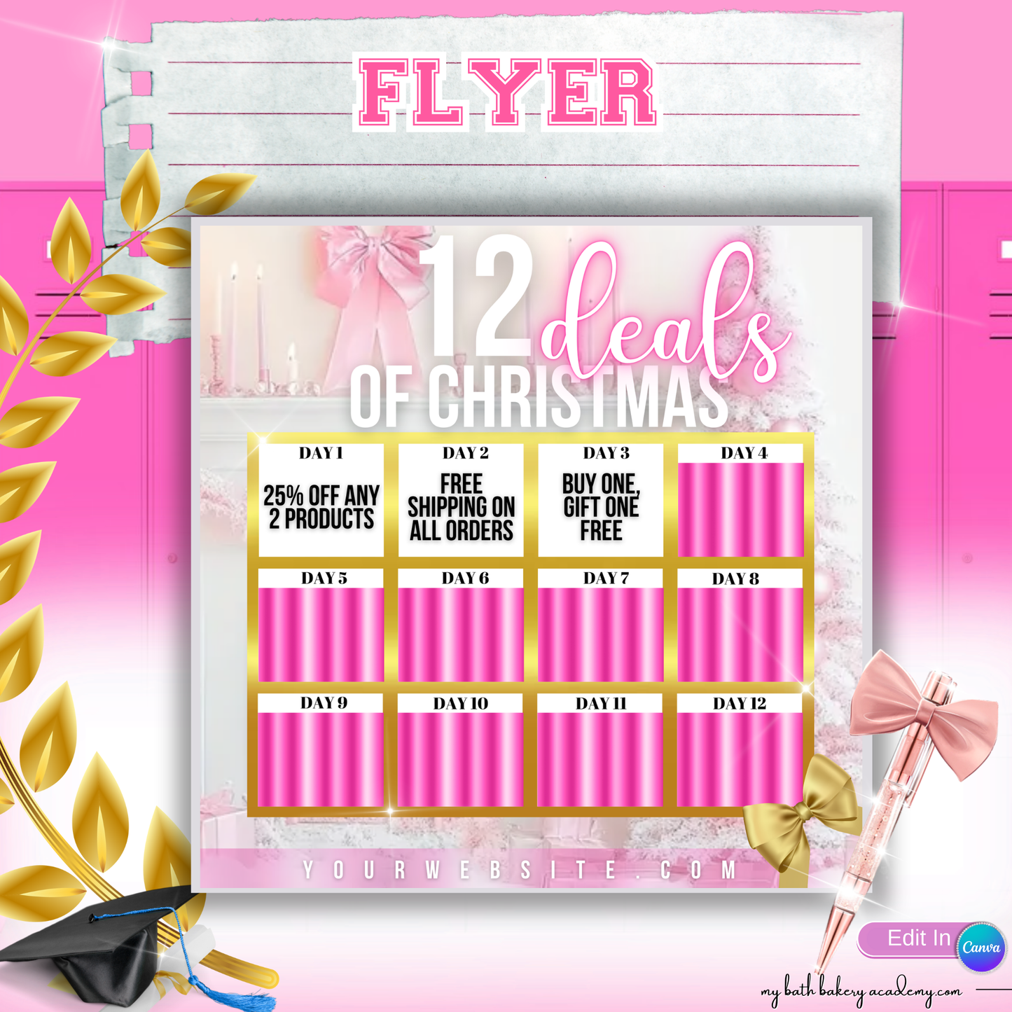 Christmas Flyer - 12 Days of Christmas Pink