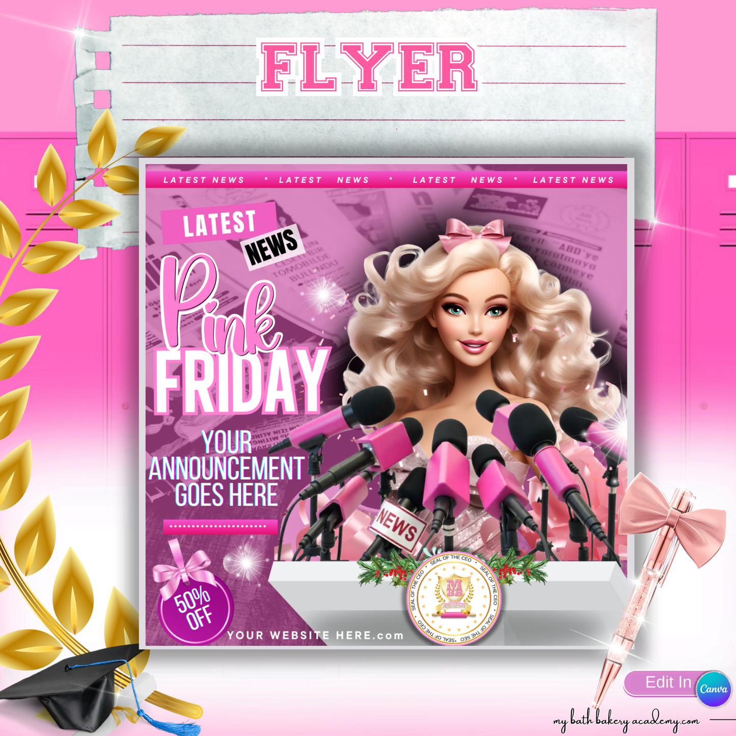 Flyer - Pink Friday Reporter Doll CA