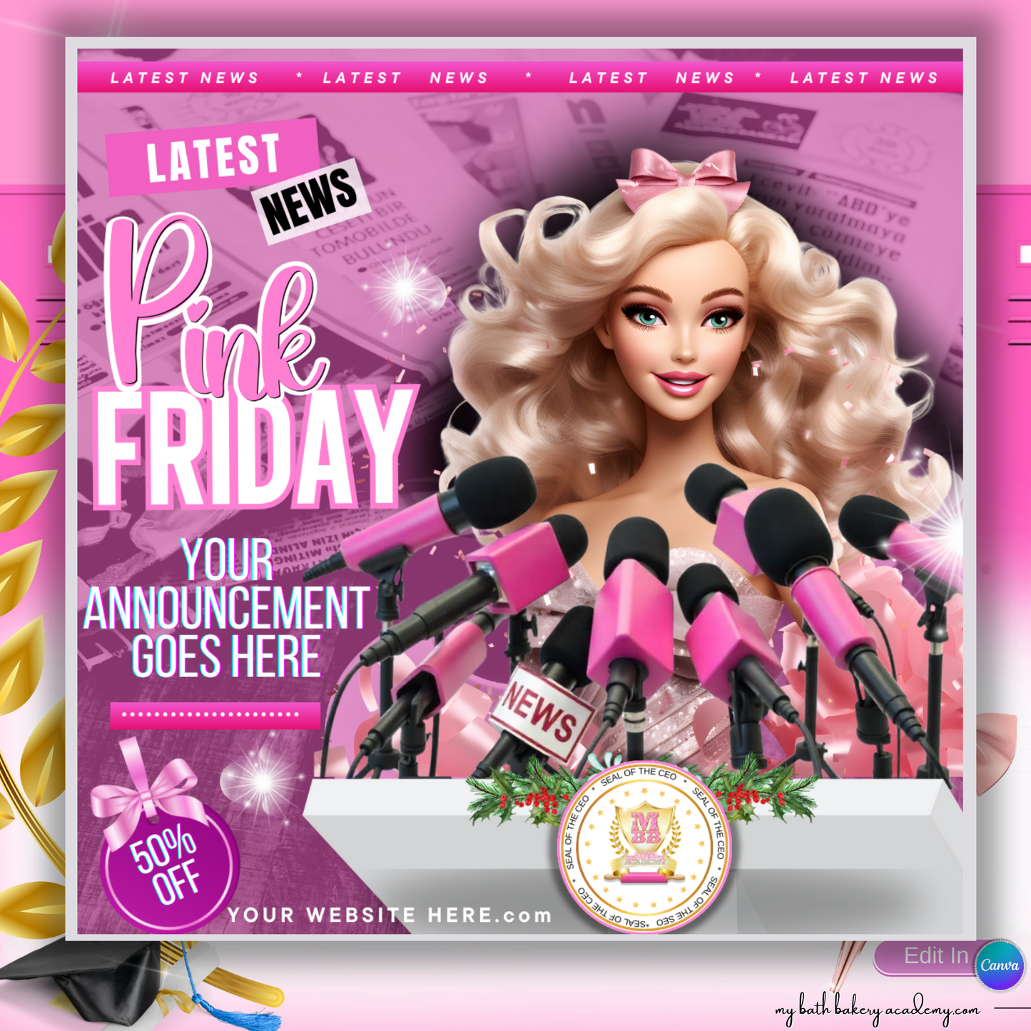 Flyer - Pink Friday Reporter Doll CA