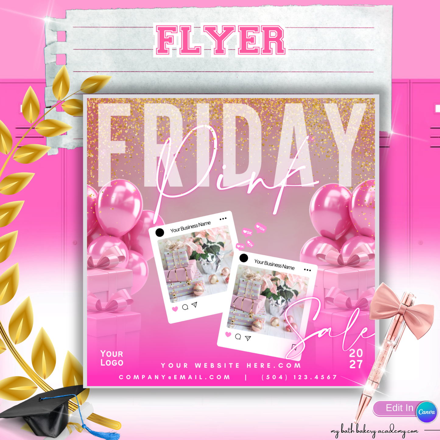 Flyer - Pink Friday Neon - Gold